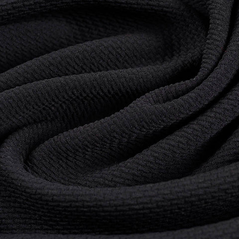 Jacquard Polyester Stretch Interlock Knit Fabric, 260 gsm, 150 cm — Black