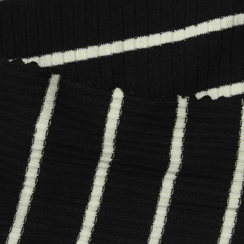 Black Horizontal-Stripe Rib Knit, Viscose-Poly, 230 gsm