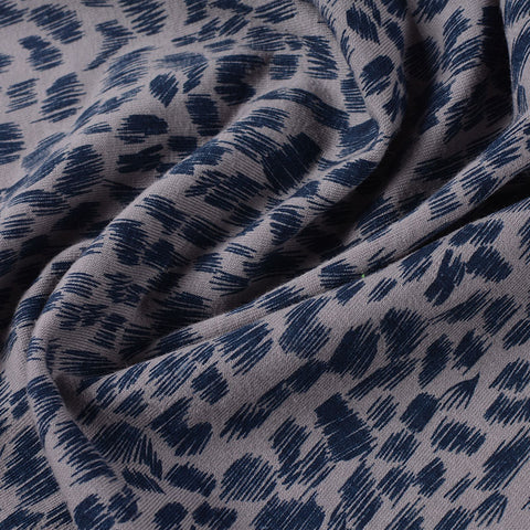 Dark Blue Brushstrokes Jersey Knit, Poly-Cotton