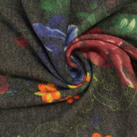 Red Flowers Knit, Poly-Viscose
