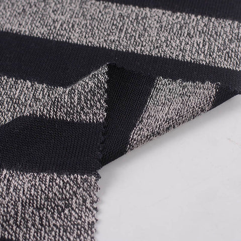 Black Horizontal-Stripe Knit, Poly-Viscose, 170 gsm, 154 cm