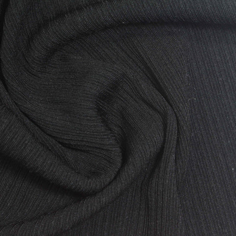 Polyester Stretch Rib Knit Fabric, 290 gsm — Black
