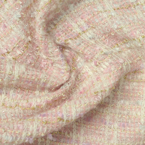 Polyester Metallic Bouclé Fabric, 355 gsm, 165 cm — Pink