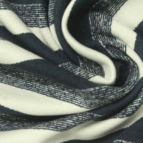 Dark Grey Stripes Ponte Knit, Viscose