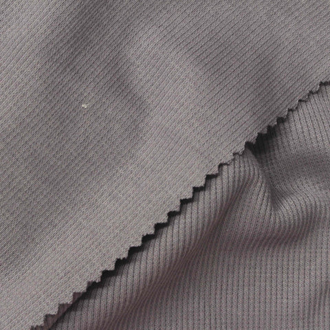 Cotton Polyester Stretch Rib Knit Fabric, 300 gsm, 145 cm — Grey