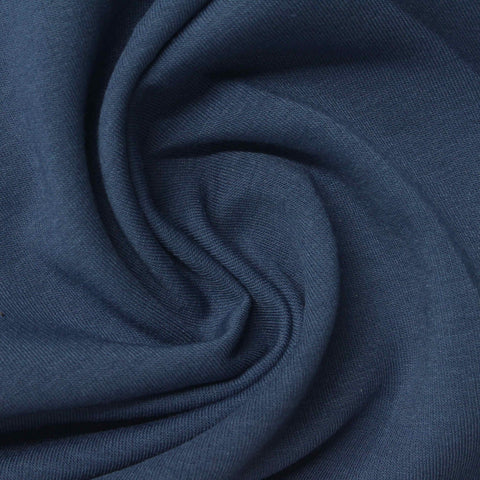 Brushed Polyester Modal Stretch French Terry Fabric, 250 gsm, 165 cm — Navy