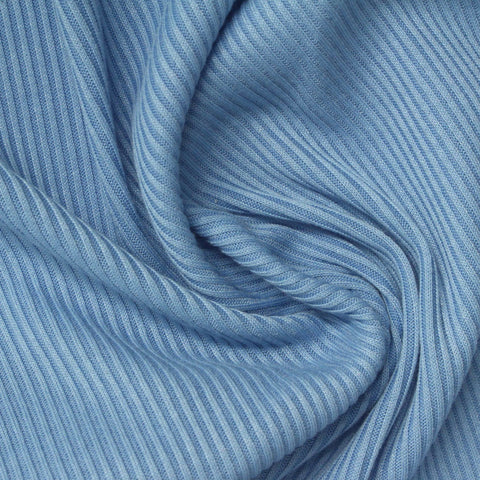 Polyester Stretch Rib Knit Fabric, 280 gsm — Blue