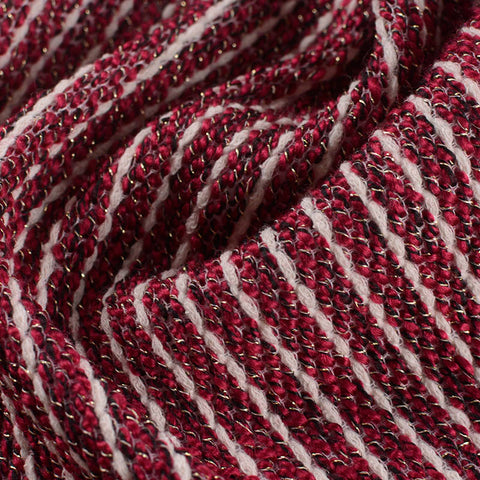 Maroon Horizontal-Stripe French Terry, Acrylic-Poly