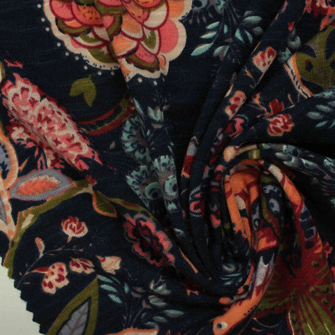 Orange Floral Knit, Polyester, 194 gsm
