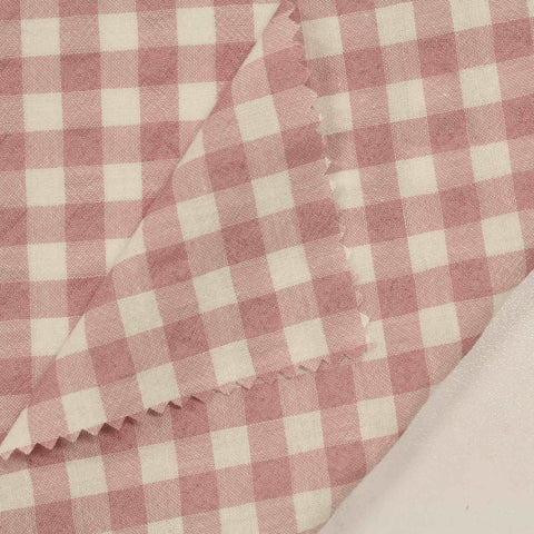 Pink Check Seersucker, Cotton-Poly