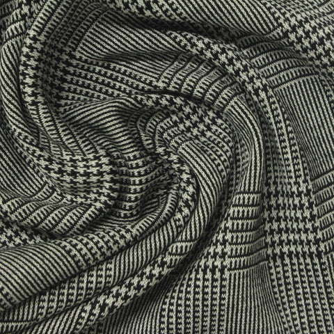 Black Plaid Jacquard, Poly-Viscose, 280 gsm