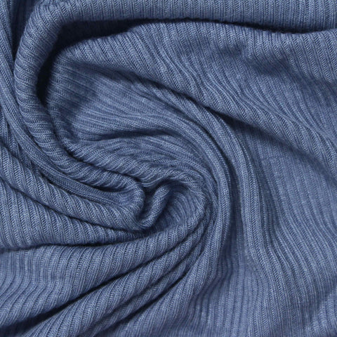 Viscose Polyester Rib Knit Fabric, 180 gsm, 150 cm — Blue