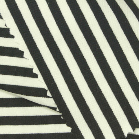 Black Horizontal-Stripe Ponte Knit, Viscose-Nylon, 315 gsm