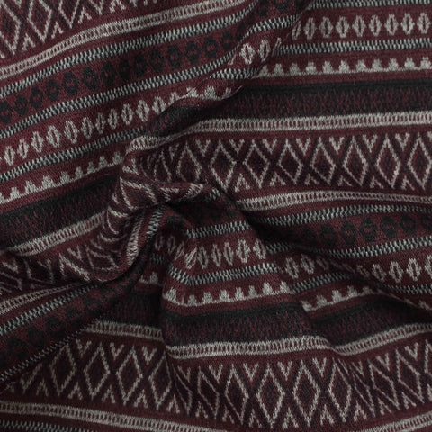 Burgundy Horizontal-Stripe Jacquard, Poly-Viscose