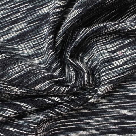 Black Horizontal-Stripe Ponte Knit, Viscose-Nylon, 250 gsm
