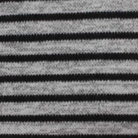 Black Horizontal-Stripe Knit, Poly-Viscose, 233 gsm