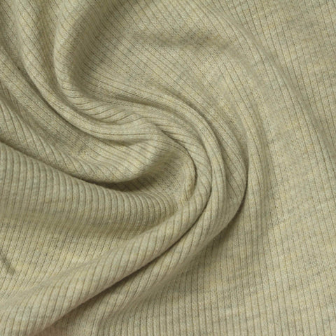 Light Green Heathered-Marl Rib Knit, Poly-Cotton