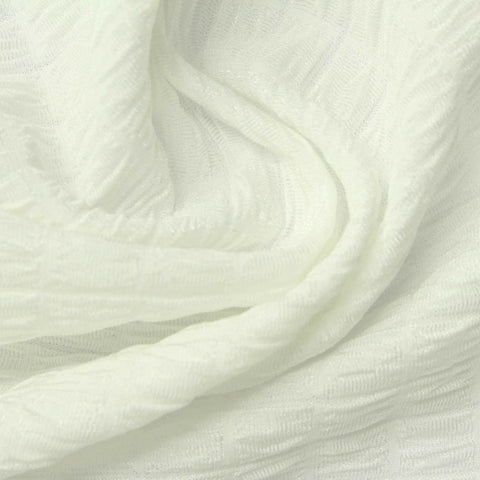 Jacquard Polyester Stretch Interlock Knit Fabric, 250 gsm, 165 cm — White