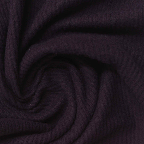 Brushed Polyester Viscose Blend Stretch Rib Knit Fabric, 200 gsm, 150 cm — Purple