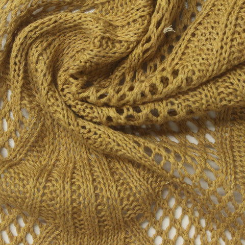 Mustard Openwork Chunky Knit, Cotton-Viscose