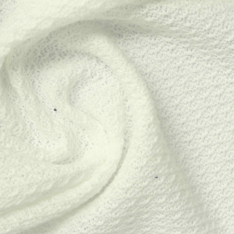 Jacquard Cotton Polyester Chunky Knit Fabric, 225 gsm, 170 cm — White