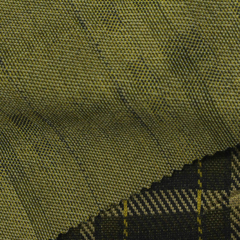 Dark Green Plaid Interlock Knit, Polyester, 270 gsm