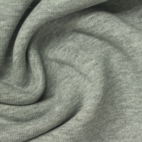 Heather Cotton Polyester French Terry Fabric, 450 gsm, 185 cm — Grey