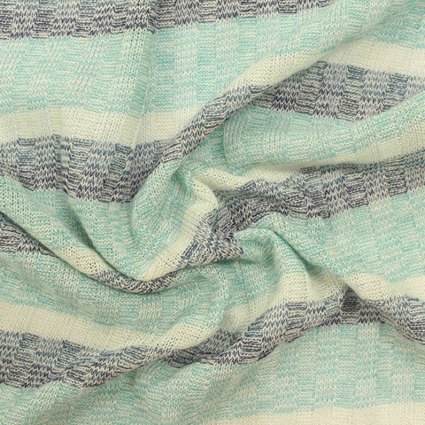 Cream Horizontal-Stripe Rib Knit, Polyester, 145 gsm