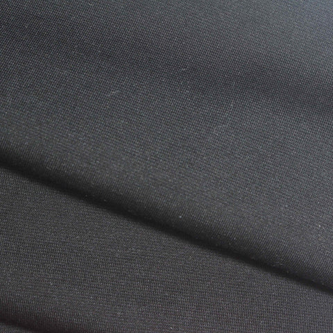 Brushed Polyester Viscose Stretch Ponte Knit Fabric, 300 gsm, 165 cm — Black