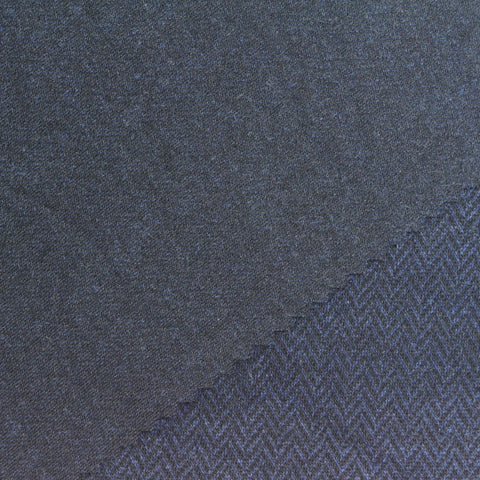 Blue Herringbone Jacquard, Poly-Cotton
