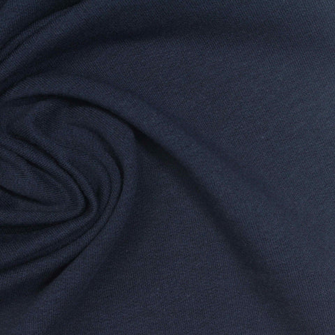 Cotton Tencel Lyocell Stretch French Terry Fabric, 235 gsm, 162 cm — Navy