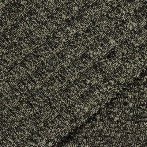 Black Marl Rib Knit, Viscose-Poly, 330 gsm