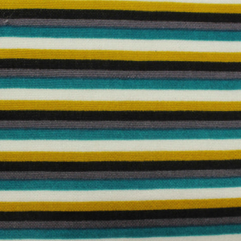 White Horizontal-Stripe Interlock Knit, Poly-Viscose, 215 gsm