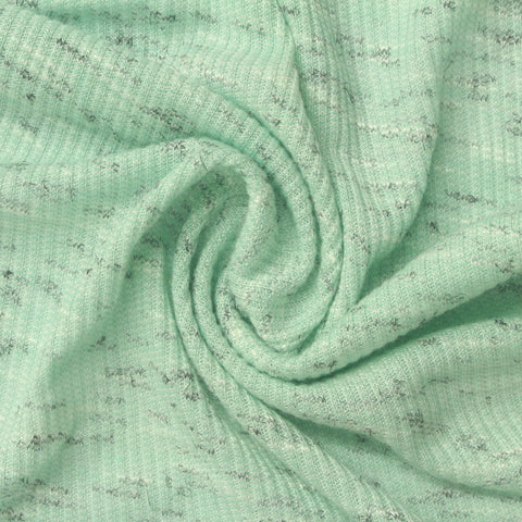 Jacquard Slub Viscose Polyester Rib Knit Fabric, 135 gsm, 168 cm — Green