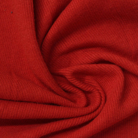 Polyester Cotton Stretch Rib Knit Fabric, 302 gsm, 99 cm — Red