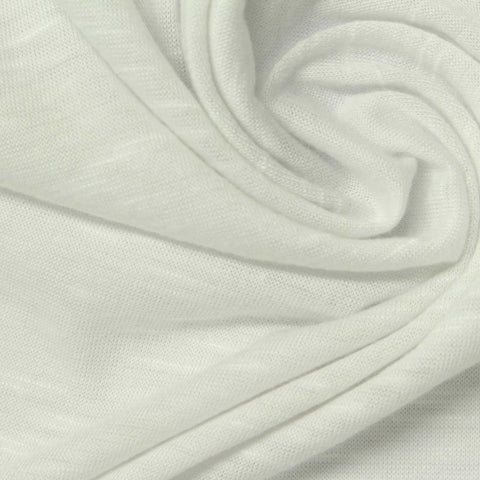 Slub Polyester Viscose Jersey Knit Fabric, 130 gsm, 180 cm — White