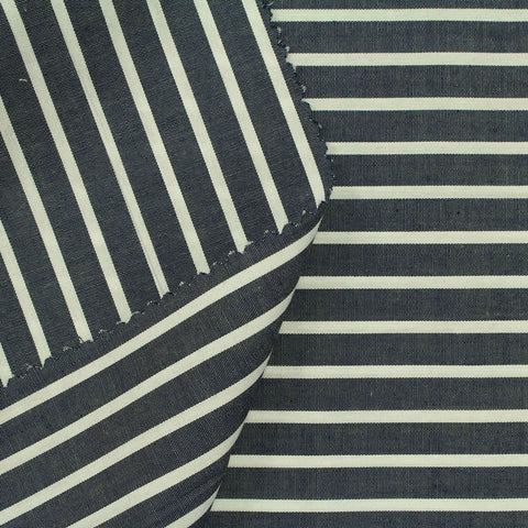 Navy Horizontal-Stripe Poplin, Cotton