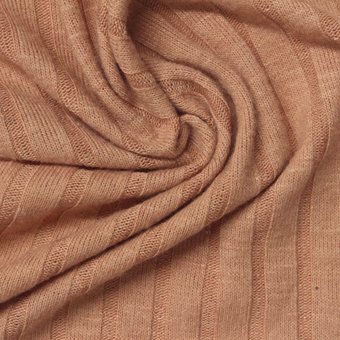 Polyester Viscose Stretch Rib Knit Fabric, 240 gsm, 150 cm — Beige