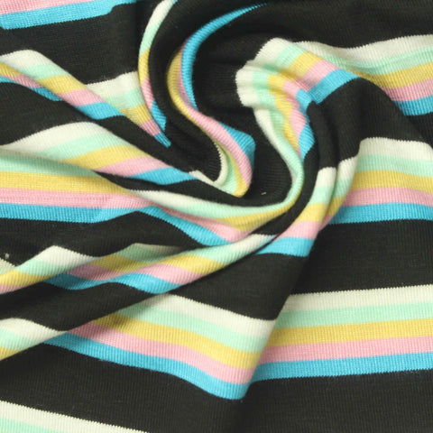 Multi Horizontal-Stripe Jersey Knit, Viscose, 180 gsm