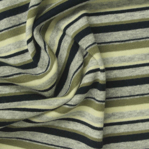 Olive Horizontal-Stripe Rib Knit, Cotton