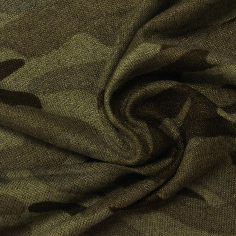 Green Camo Chunky Knit, Polyester, 195 gsm