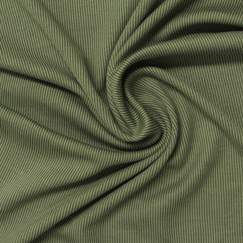Green Vertical-Stripe Rib Knit, Modal-Poly