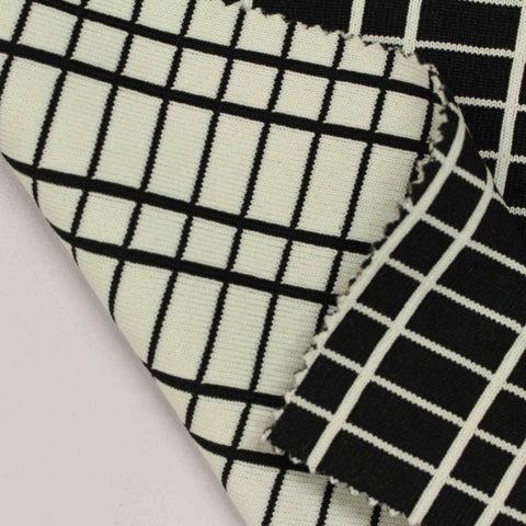 White Grid Interlock Knit, Nylon