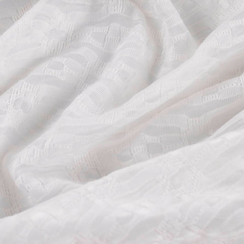 White Wavy-Band Jersey Knit, Polyester