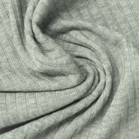 Grey Heather Rib Knit, Poly-Viscose