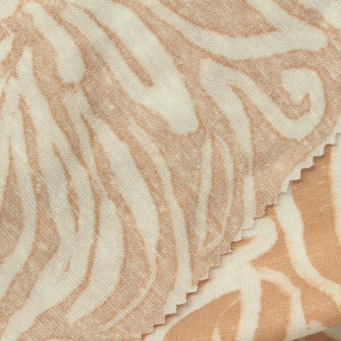 White Wavy-Line Ponte Knit, Poly-Linen