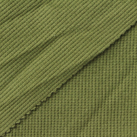 Polyester Stretch Waffle Knit Fabric, 260 gsm, 138 cm — Green