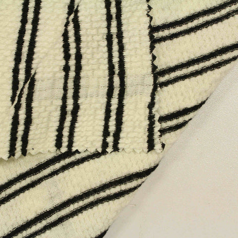 Black Vertical-Stripe Crepe, Viscose