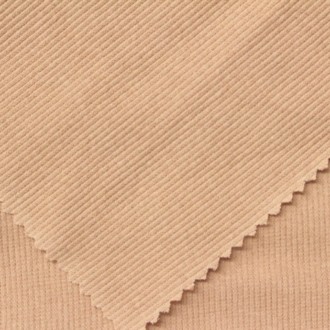 Cotton Stretch Rib Knit Fabric, 334 gsm, 125 cm — Beige