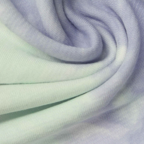 Light Blue Abstract French Terry, Poly-Cotton